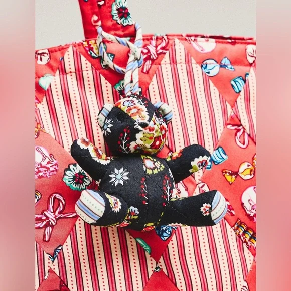 Vera Bradley Bitty Bear Shaped Plush Bag Charm Diamond Patchwork Northstar NEW